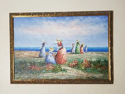 MARIE CHARLOT Oil Painting Impressionis Signed Art 24x36 (Canvas) 27x39 (Framed) • $999.95