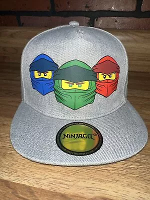 Lego Ninjago Snapback Hat Cap Boys H&M Ninjas Gray Hat Flat Bill Adjustable NWOT • $8