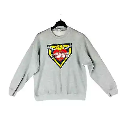 Ronald Mcdonald Tournament Sz XL Sweatshirt Grey Long Sleeve Baseball • $19.99