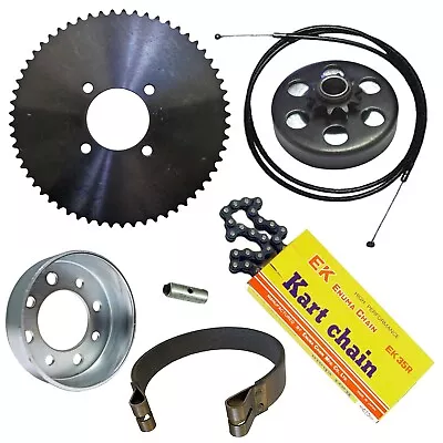 #35 3/4 Clutch Brake Band & Drum Chain 60T Sprocket 48  Cable Go Kart Kit • $126.95