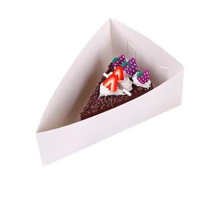 100x White Triangular Cake Slice Serving Boxes - Wedding Birthday Plate Triangle • £7.79