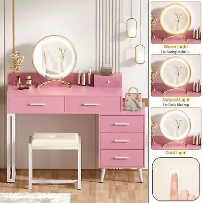 Vanity Desk Set With Lighted Mirror 45  Makeup Dressing Vanity Table W/6 Drawers • $199.99