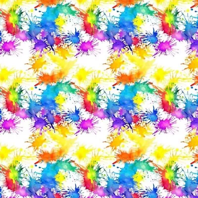 100% Cotton Digital Fabric Rainbow Paint Splash Art Artist Crafty 140cm Wide • £11