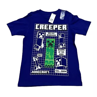 Minecraft Creeper Gap Kids Size XS (4/5) Royal Blue Short Sleeve Tee T-shirt • $9.99