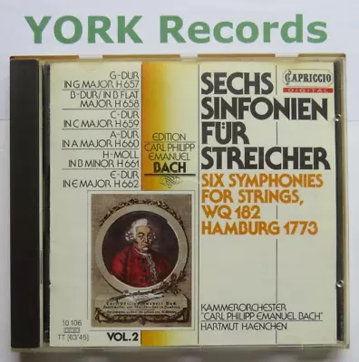 C.P.E. BACH - Six Symphonies For Strings HAENCHEN CPE Bach CO - Ex CD Cappricio • £4.99