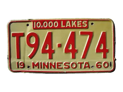 1960 Minnesota 10000 Lakes Truck License Plate In Original Condition T94-474 • $9.95