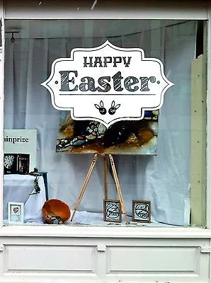 Happy Easter Shop Window Display Sticker Retail Bunny Decal Vinyl Removable • £18.28