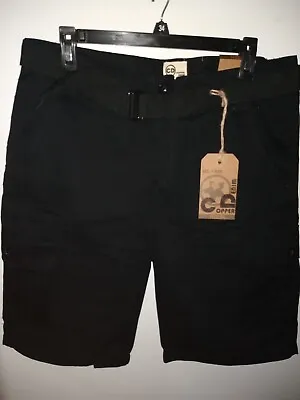 C D Copper Denim Mens Belted Cargo Pockets Shorts Zipper Fly Choose Size Black • $22.99