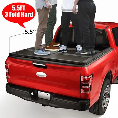 For 15-20 Ford F150 5.5ft Hard Bed Fiberglass Tri-Fold Tonneau Cover W/LED • $269.79