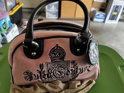 $195 • Buy Juicy Couture Bubblegum Pink & Brown Velour Bowler Bag