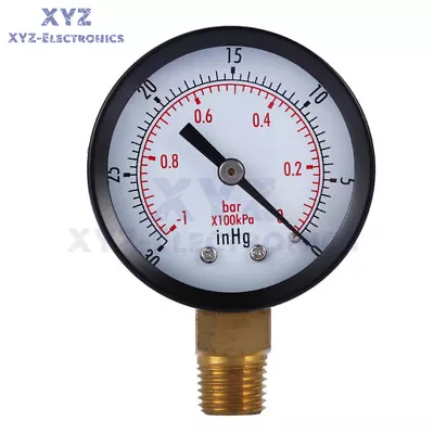 Digital Mini Dial Manometer 0~-30inHg 0~-1bar Air Vacuum Pressure Gauge Meter • $4.99