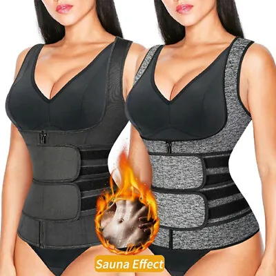 $12.99 • Buy Womens Waist Trainer Corset Sauna Sweat Suit Slimming Body Shaper Vest Tank Tops