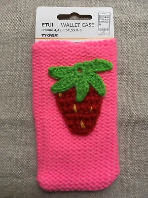 £9.99 • Buy Tiger Pink Red Strawberry Fruit Knit Apple Iphone 4 4S 5 5C 5S SE 6 Case Cover