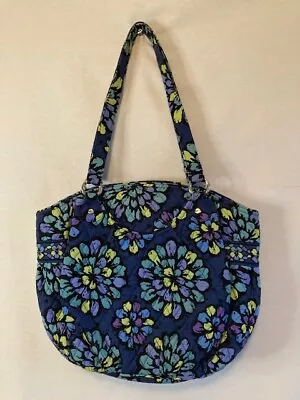 Vera Bradley Purse Handbag Indigo Pop Blue Floral Shoulder Strap 16 Wx12 Hx5 D • $19.95