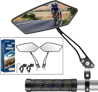 Bike Mirror 1 Pair HD Wide Angle Large Handlebar Rearview Mirror Blast-Resistant • $29.41