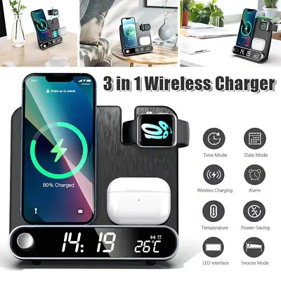$46.54 • Buy 3in1 15W Wireless Charger Dock Qi Fast Charging For AirPods IPhone Apple Watch