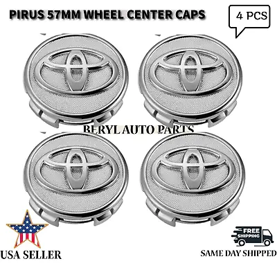 Set Of 4 Toyota Wheel Rim Center Hub Caps Silver Chrome Logo 57mm Corolla Prius • $24.44