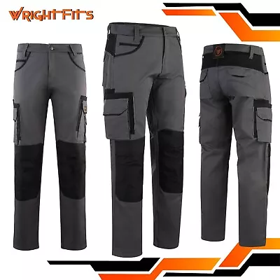 Wrightfits Mens Heavy Duty Cargo Work Trousers With Knee Pad Pockets- Grey OP • £22.99