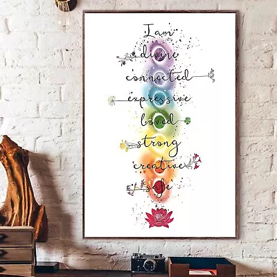 7 Chakra Quotes Sign Poster Yoga Zen Meditation Wall Art Motivational Spiritua • $19.99