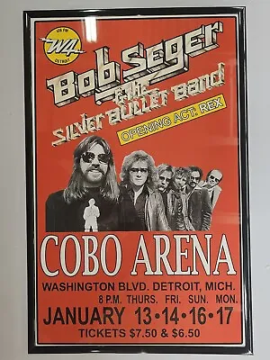 Bob Seager 1977 Cobo Hall Detroit Concert Poster 11 X 17 Framed • $21.99