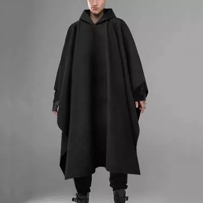 Mens Gothic Shawl Hooded Poncho Cape Cloak Hippie Punk Baggy Coat Jacket Shirts • $32.16