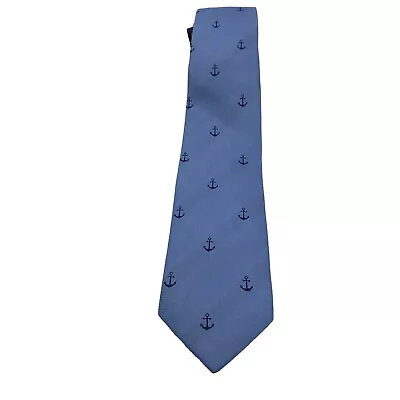 Vintage Men’s Tie Silk Blend Nautical Anchor Weekend Sailing Preppy Blue • $12