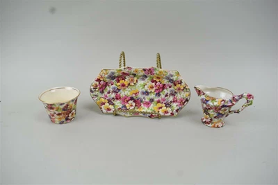 £38.67 • Buy James Kent Fenton Du Barry Chintz Creamer & Sugar Bowl Set Tray England Floral