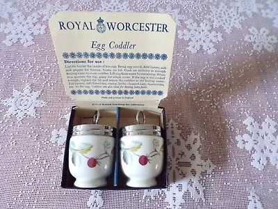 Royal Worcester Porcelain Egg Coddlers (2) Vintage Strawberry Fair Never Used • $54.69