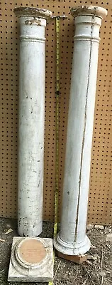 $299.99 • Buy TWO -4’Antique Wood Column Capitals ONE Base 