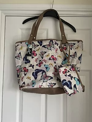 Accessorize Cream  Butterfly  XL Tote Bag With Coin Purse. New With Tags. • £14.99