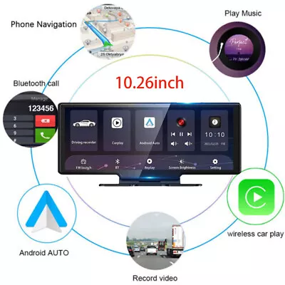 10.26 INCH W/ Wireless CarPlay Android Auto Rear Mirror Dash Cam Front And Rear  • $113.04