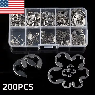 200PCS E Clips C Circlips Retaining Ring Assorted Stainless Steel Kit 1.5mm-10mm • $9.99