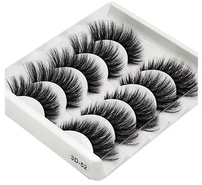 5 Pairs Set Long Lashes Waterproof No Magnetic Eyelashes No Glue No Magnet Mink • £3.99