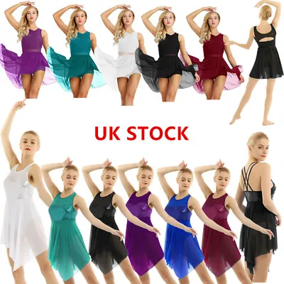 £15.82 • Buy UK Women Lyrical  Ballet Dance Dress High Low Chiffon Gymnastics Leotard Skating