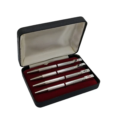 £85 • Buy Vintage Sterling Silver Enamel Symbol Bridge Card Game Pencils Original Box