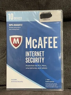 McAfee Internet Security + Antivirus 10 Devices 1 Year (PC Mac & Mobile) • $9.49