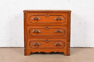Early Widdicomb Victorian Carved Walnut Chest Of Drawers Circa 1870 • $1495