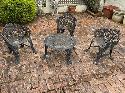 $800 • Buy Vintage Decorative Cast Iron Four Piece Outdoor Setting Table & 3 Chairs