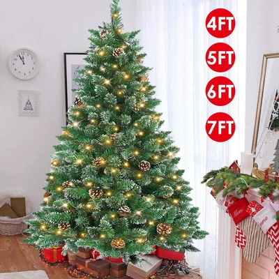 £28.99 • Buy Snow Flocked Christmas Tree With LED Lights Pine Cone Pre Lit Snow Flocking Xmas