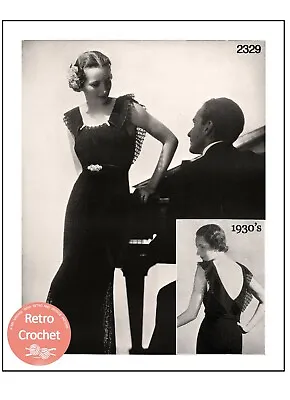 £4.99 • Buy 1930s Evening Or Wedding Gown Crochet Pattern