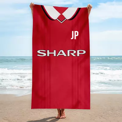 Manchester Red Retro 1999 Home Shirt Towel | Personalised Vintage Beach Towel • £21.99