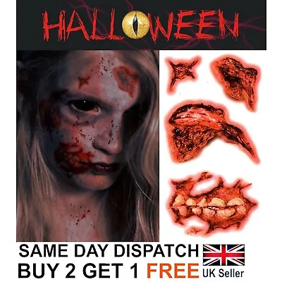 Halloween Zombie Scars Tattoos Fake Blood Rotting Flesh Wound Costume Make-Up UK • £2.69