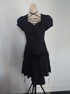 Black Peace Now BPN H Naoto Punk Lace Up Cotton Lolita Goth Dress M Japan Kawaii • $60
