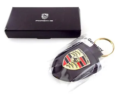 Porsche - Genuine BLACK Leather Keychain Car Key Chain Ring - NEW • $13.99
