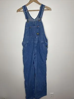 Vintage Oshkosh B’Gosh Blue Denim Vestbak USA Made Work Bib Overalls Size 36x30 • $99.99