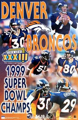 $26.77 • Buy Denver Broncos SUPER BOWL XXXIII CHAMPIONS (1999) Original 22x34 Wall POSTER