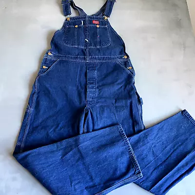 Dickies Overalls Mens 38 X 32 Actual 37 X 32 Blue Jean Made USA Farmer Mechanic • $29.77