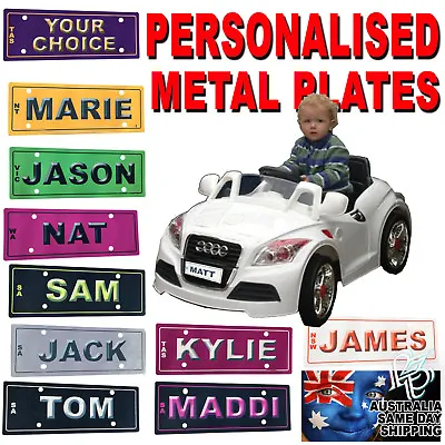 NOVELTY PERSONALISED KIDS CAR BIKE MINI NUMBER PLATE LICENCE SIGN BIRTHDAY 14x6 • $8.03