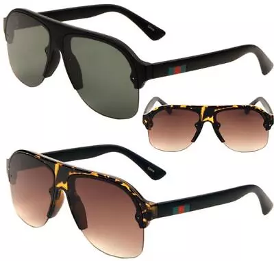 Mens Pilot Sunglasses Fbi Police Half Frame Rimless Big Uv400 Designer Ladies • £9.95