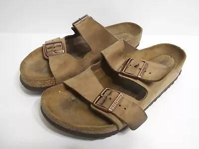 Birkenstock Men's 8 Women's 10 Arizona Leather Brown Buckle Sandals  • $45